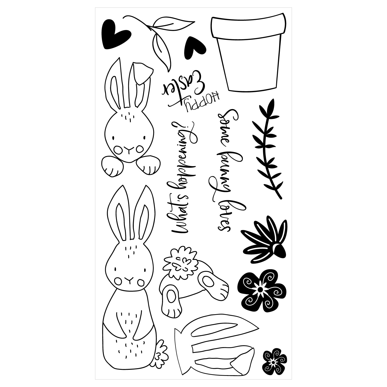 sizzix-clear-stamps-bunny-bits-blooms-stempelset-hasen-15tlg image 2