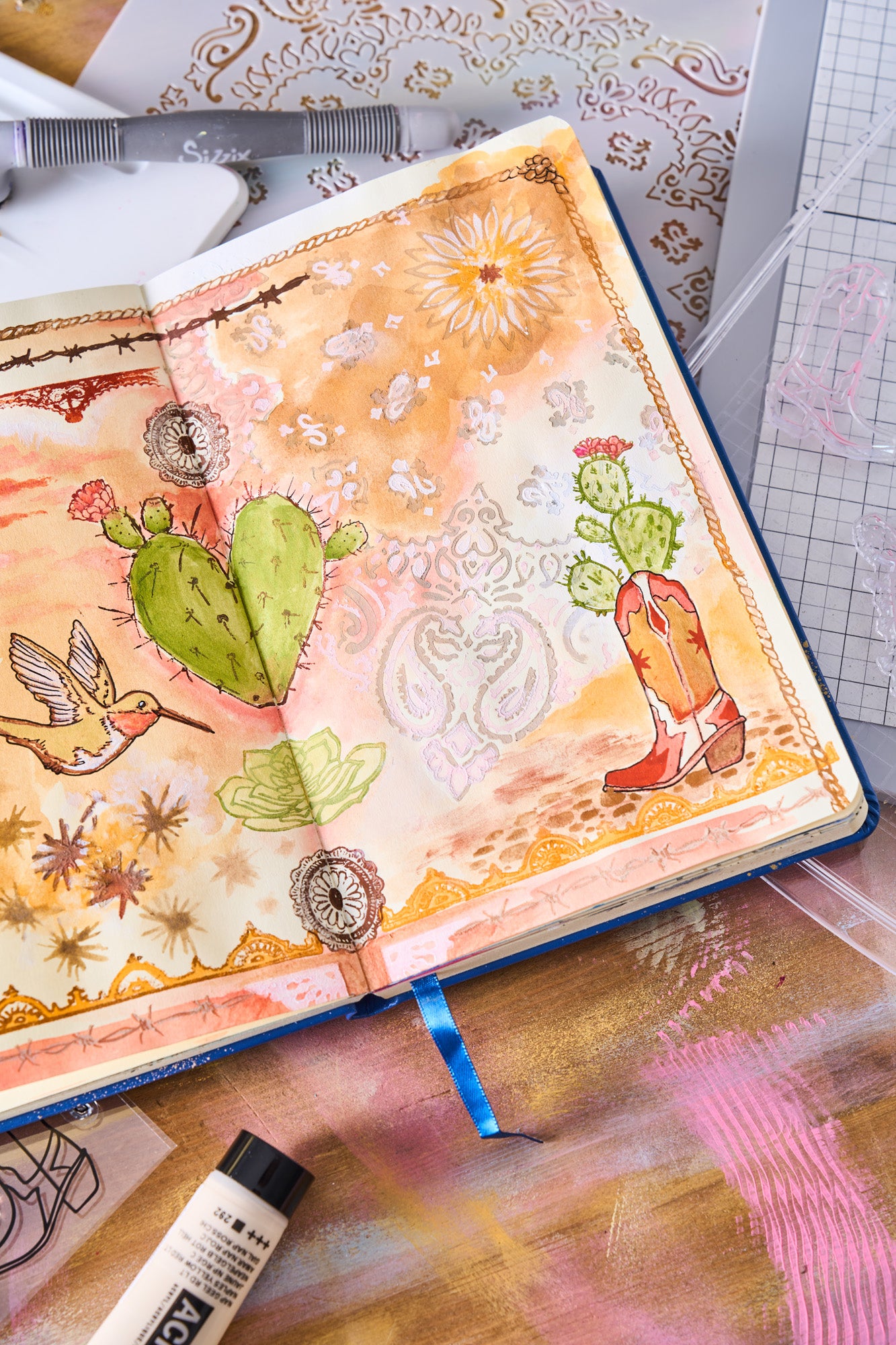 sizzix-studio-western-clear-stamps-22-tlg-stencils-vic-hollins image 8