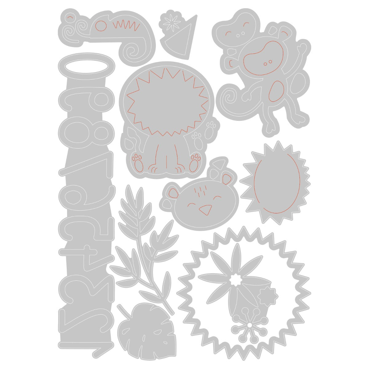 sizzix-thinlits-jungle-fun-stanzformen-11-tlg-dschungel-tiere image 2