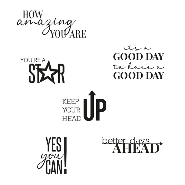 sizzix-clear-stamps-positive-signs-stempelset-6tlg image 1