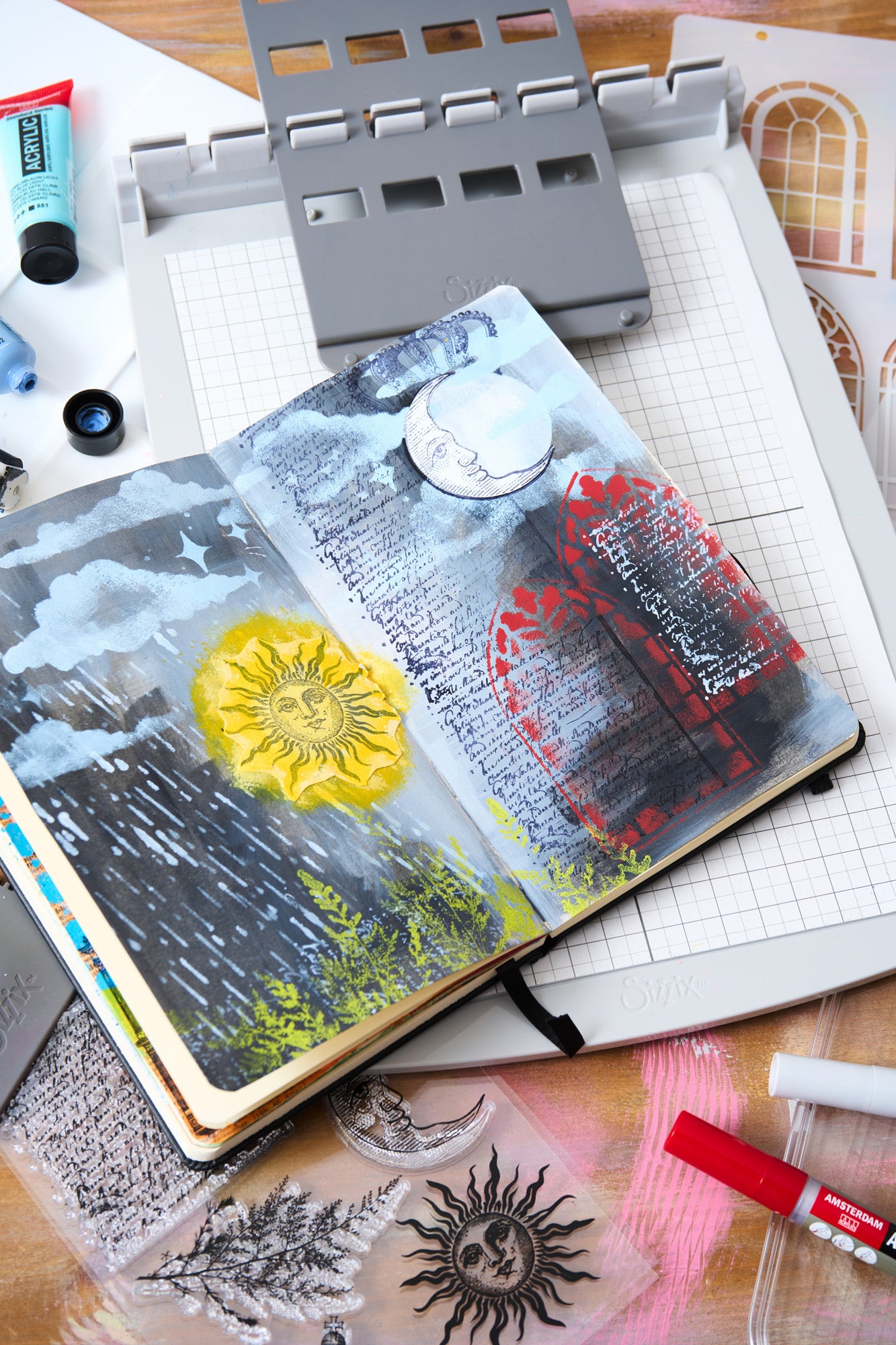 sizzix-studio-weather-wonder-stempelset-schablonen-a5-wetter image 6