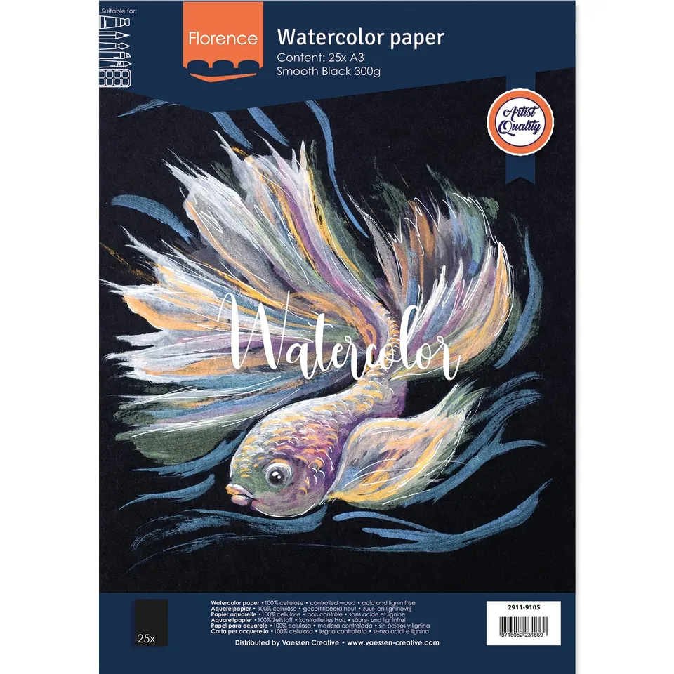 vaessen-florence-aquarellpapier-schwarz-a3-300-g-25-blatt image 1