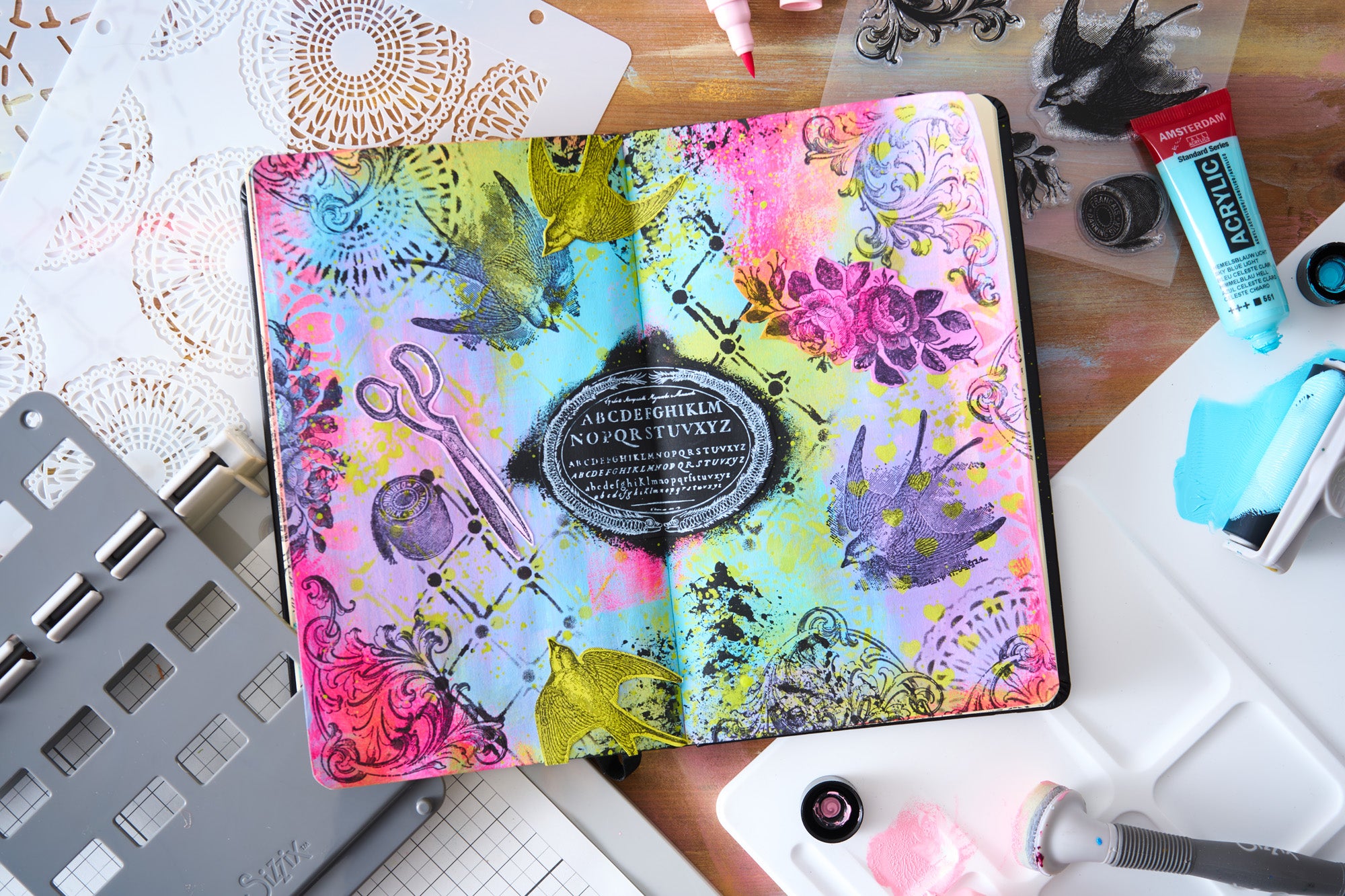 sizzix-studio-stitches-stempelset-a5-blumen-v-gel image 7