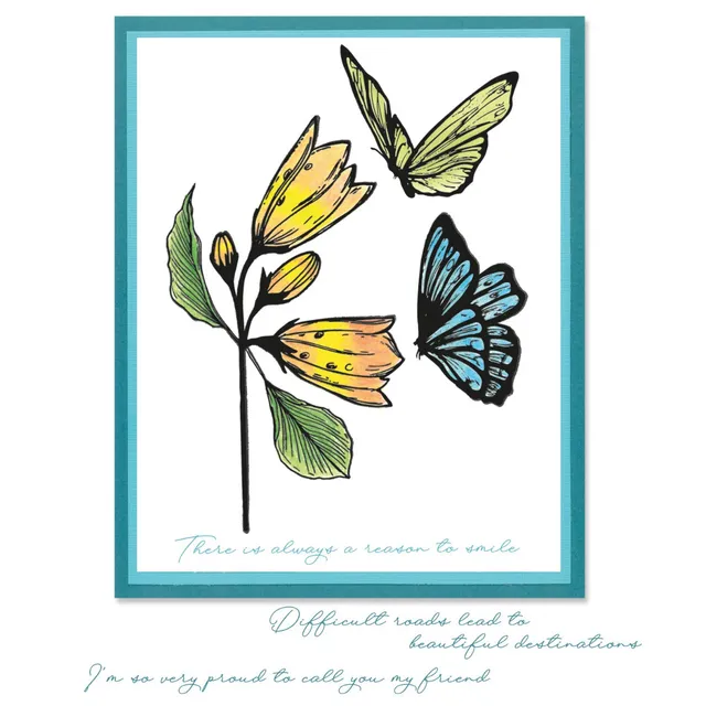 sizzix-cosmopolitan-farfallina-stempelset-8tlg-mit-schablone image 1