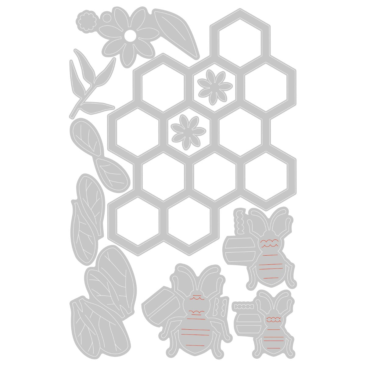 sizzix-thinlits-bee-hive-stanzschablonen-11tlg-biene-wabe image 2