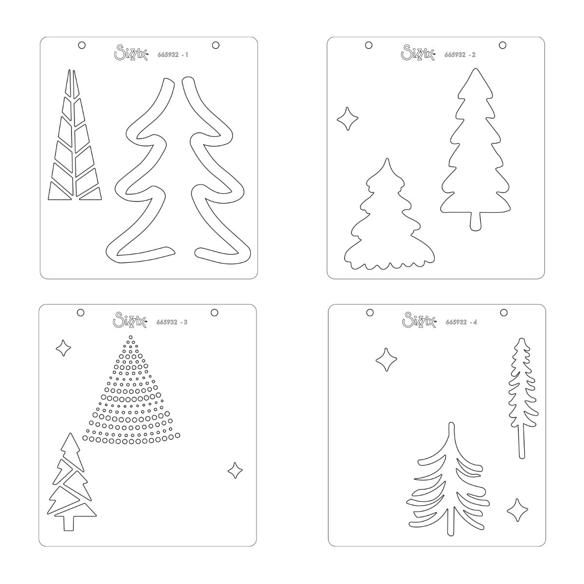 sizzix-layered-stencils-doodle-trees-schablonen-4er-b-ume image 3