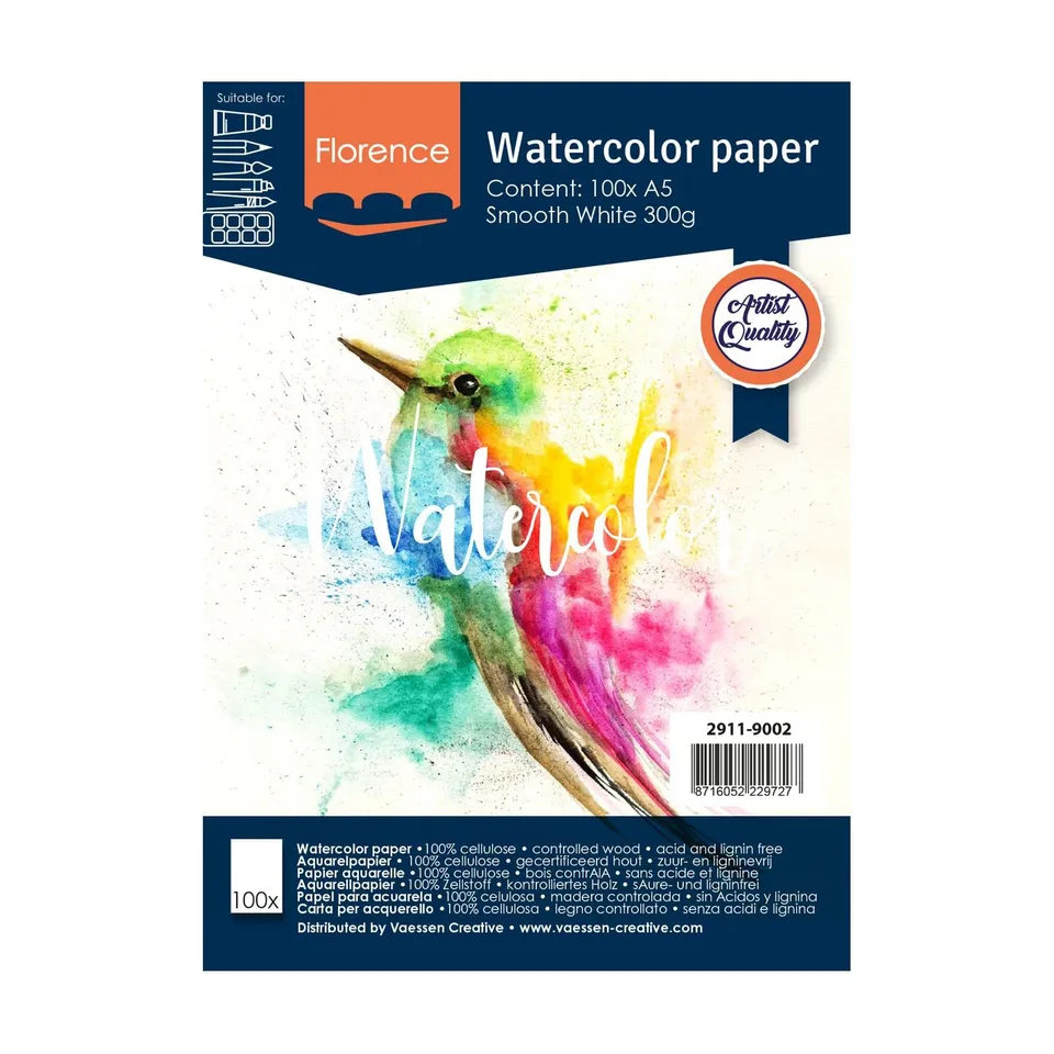 florence-aquarellpapier-glatt-wei-a5-300g-m-malblock image 1