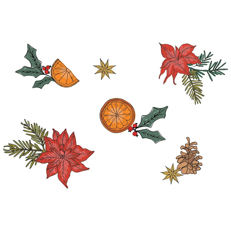 sizzix-clear-stamps-poinsettia-and-pine-stempel-11-tlg-weihnachten image 1
