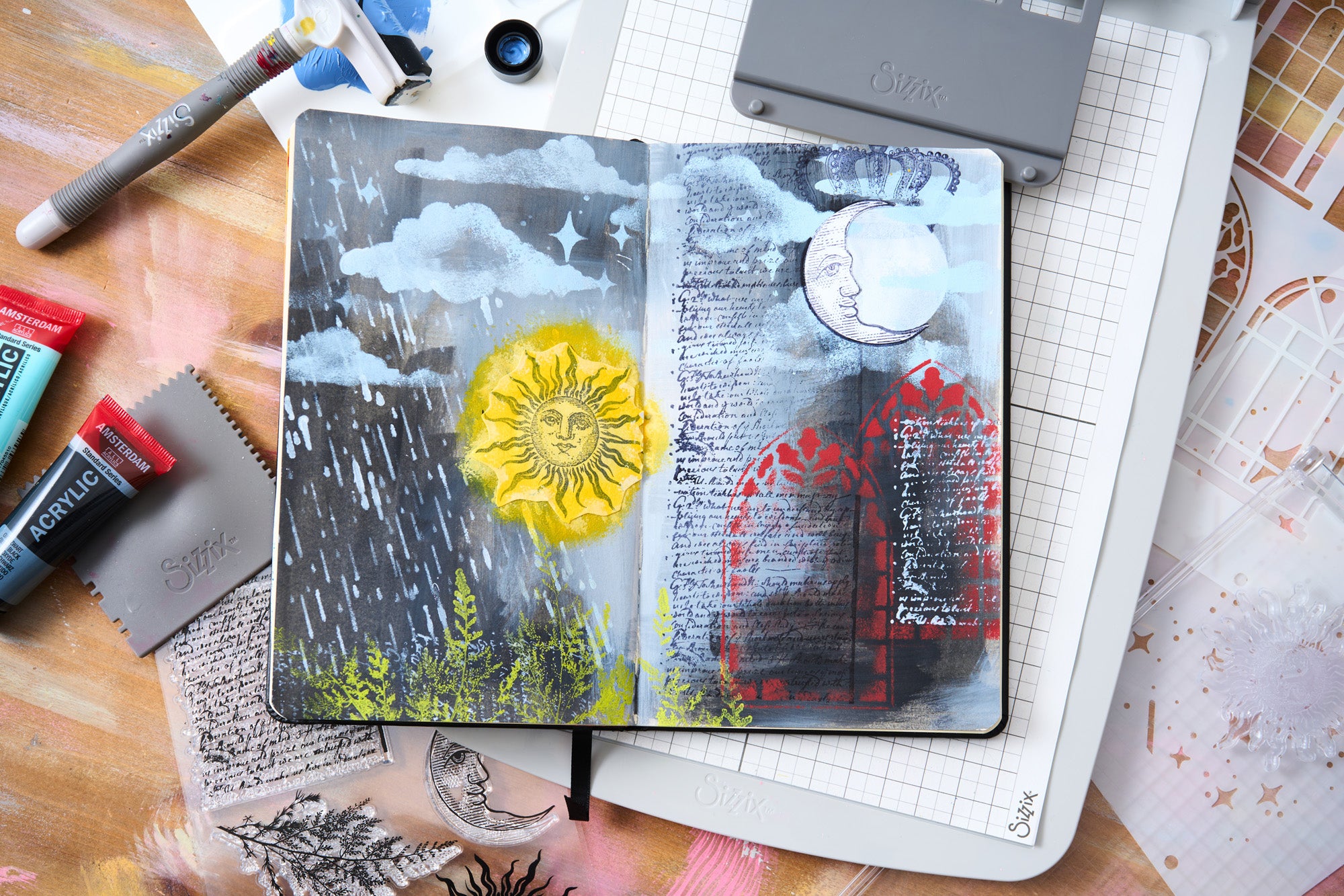 sizzix-studio-weather-wonder-stempelset-schablonen-a5-wetter image 7