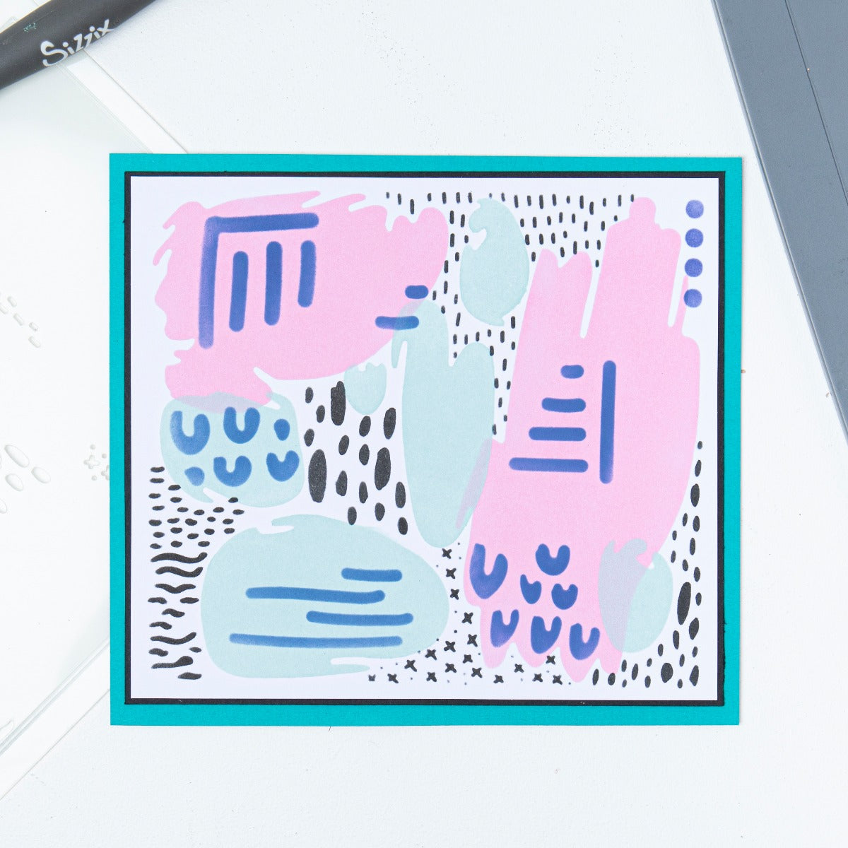 sizzix-layered-stencils-abstract-marks-schablonen-4er image 2