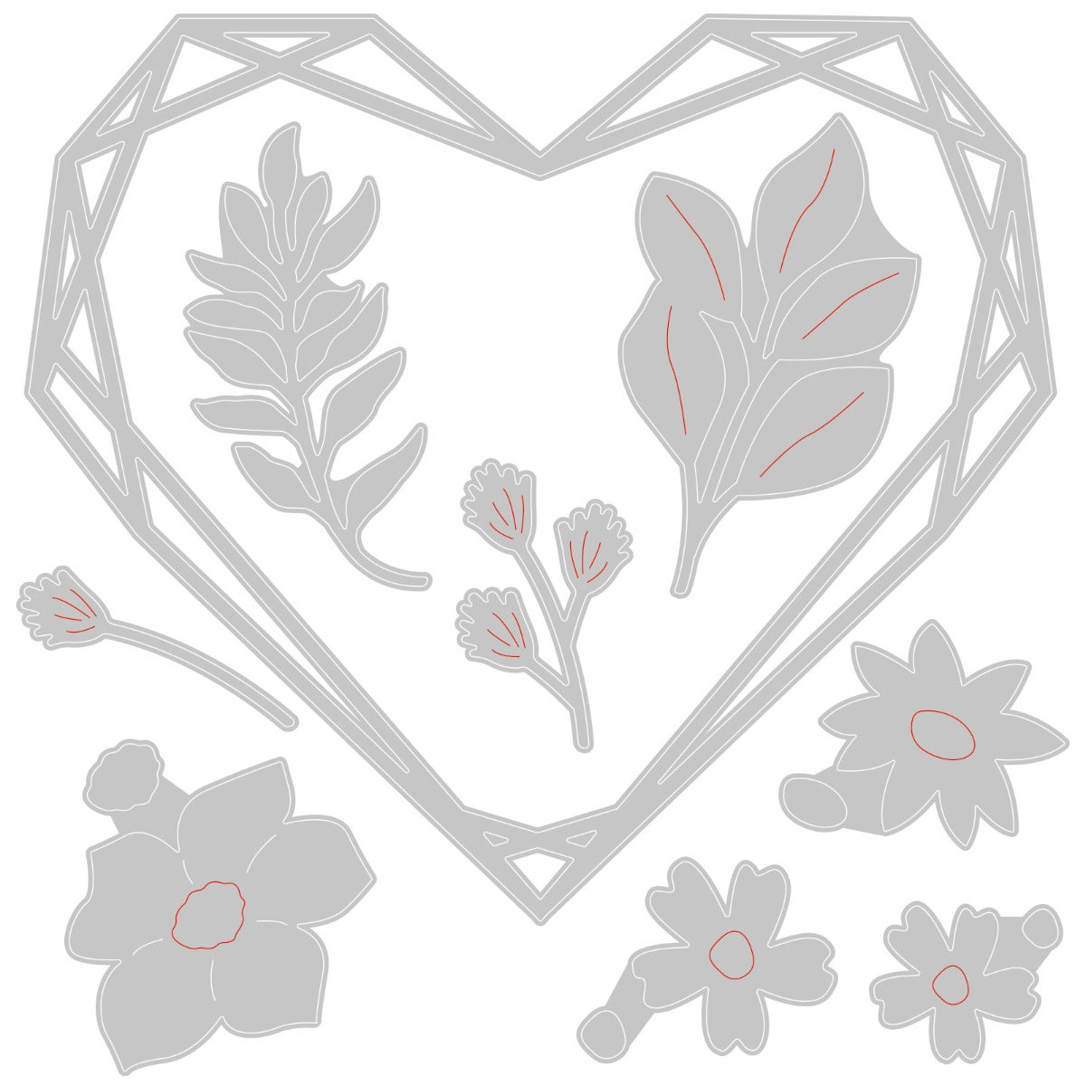 sizzix-thinlits-floral-geo-heart-frame-stanzschablonen-9tlg image 2
