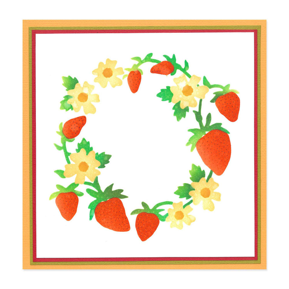 sizzix-layered-stencils-strawberry-wreath-schablone-4-tlg image 1
