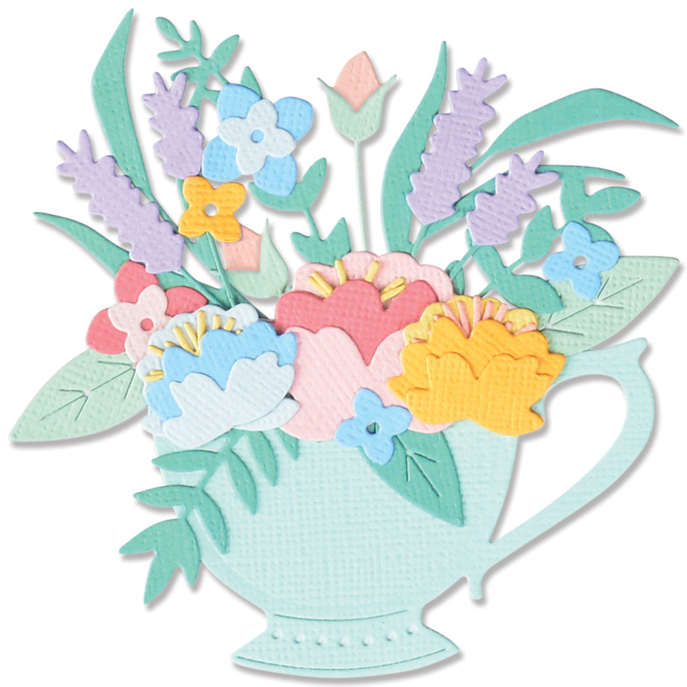 sizzix-thinlits-tea-time-stanzschablone-10er-set-floral image 1
