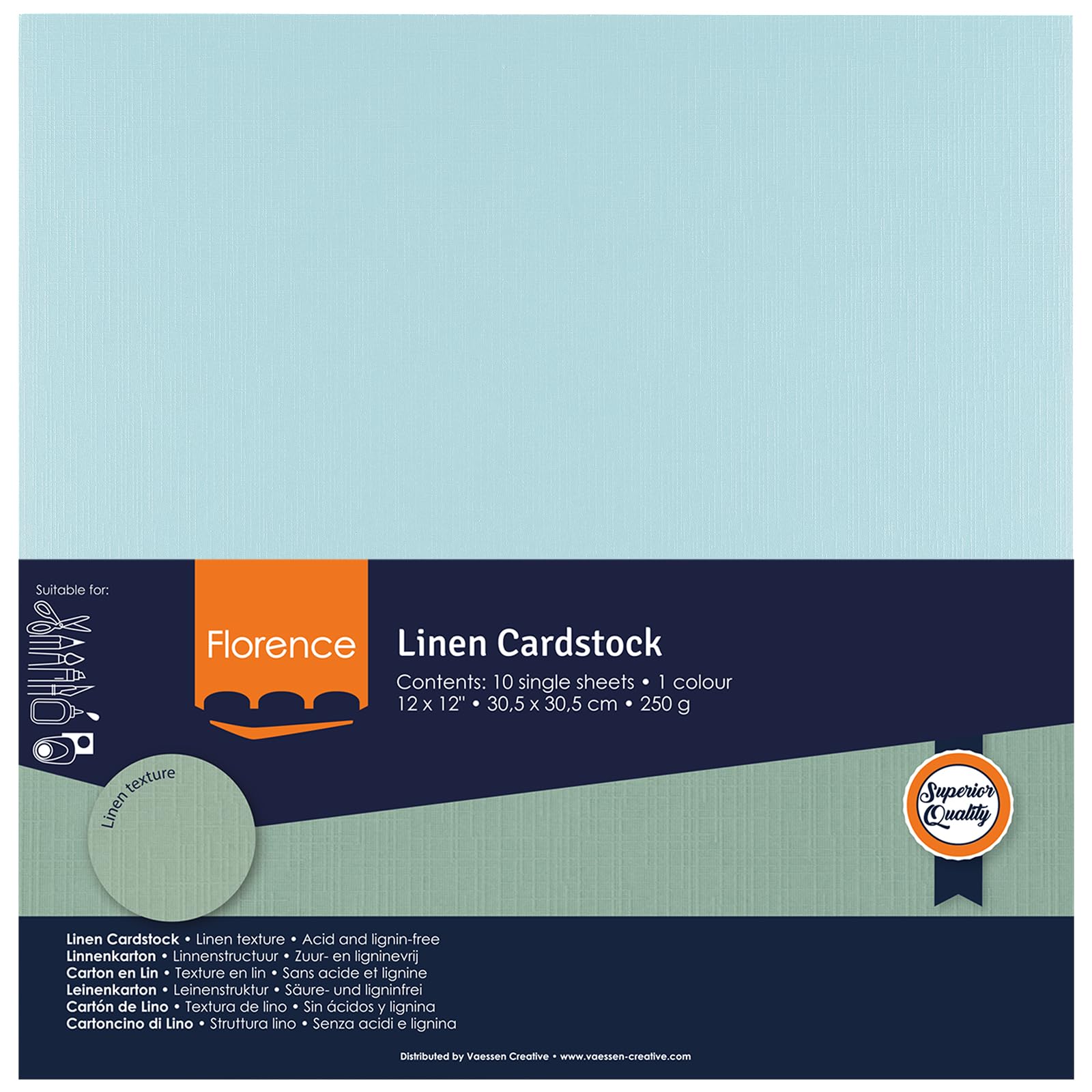 vaessen-florence-tonkarton-ocean-blau-30-5cm-10-bogen-leinen-250g image 4