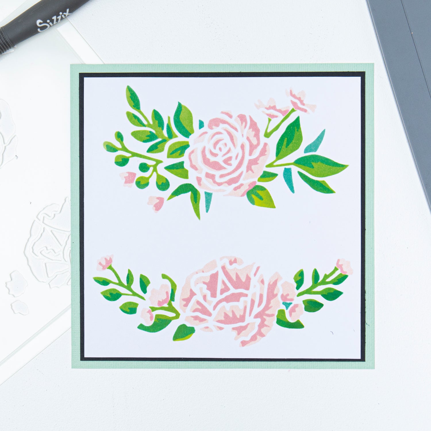 sizzix-layered-stencils-floral-borders-schablonen-4tlg-blumen image 1