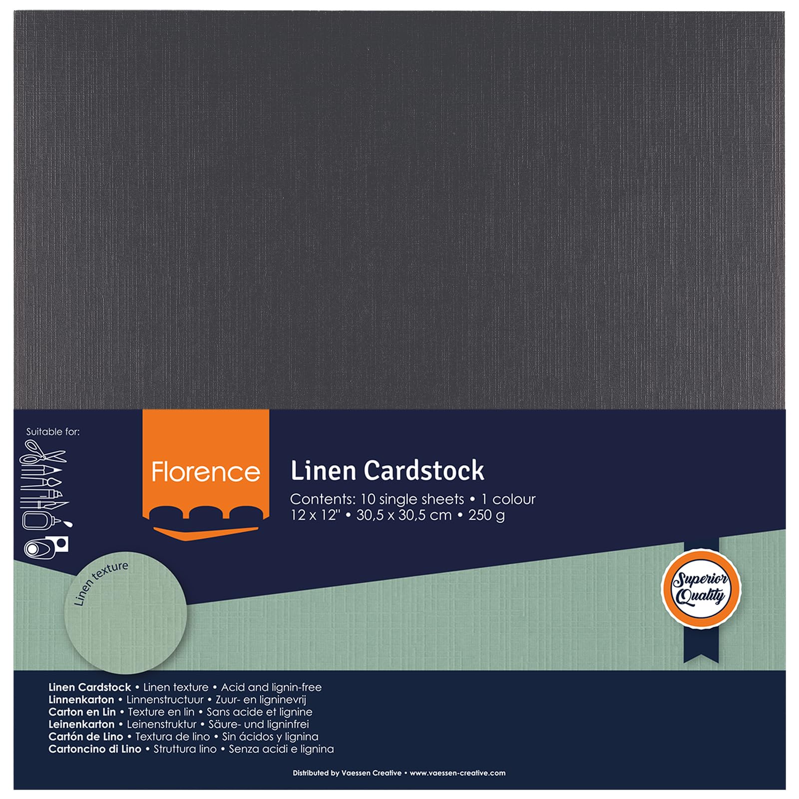 vaessen-creative-florence-tonkarton-leinen-schwarz-10-blatt-250g image 4