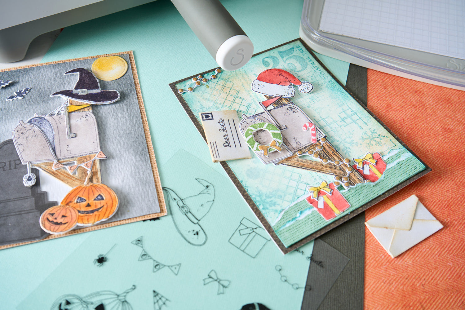 sizzix-framelits-with-stamps-holiday-drop-stempel-stanzen-halloween-weihnachten image 2