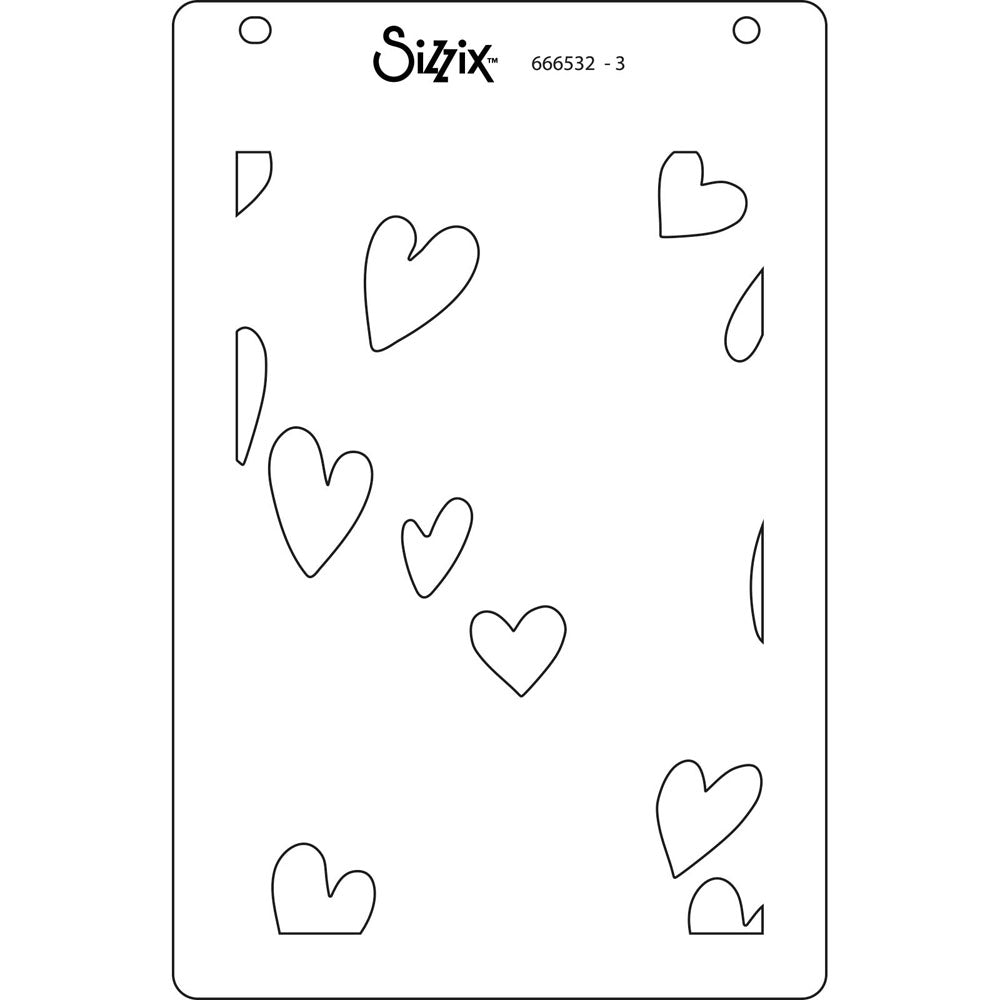 sizzix-layered-stencils-mark-making-hearts-schablone-a6-4er-herz image 4