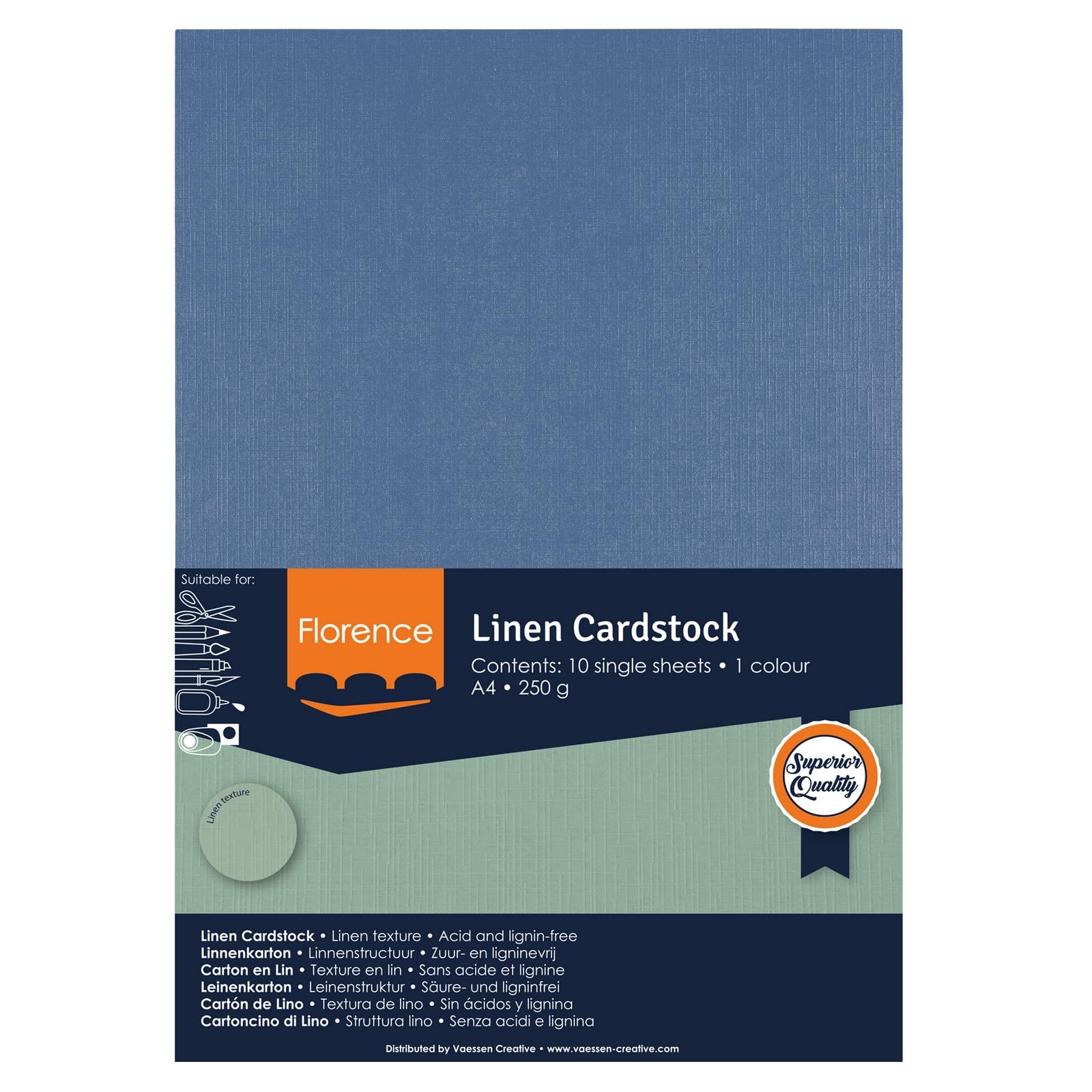 vaessen-florence-tonkarton-a4-blau-leinen-10-blatt-250g-maritime image 4