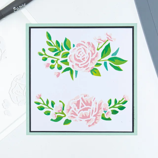 sizzix-layered-stencils-floral-borders-schablonen-4tlg-blumen image 1