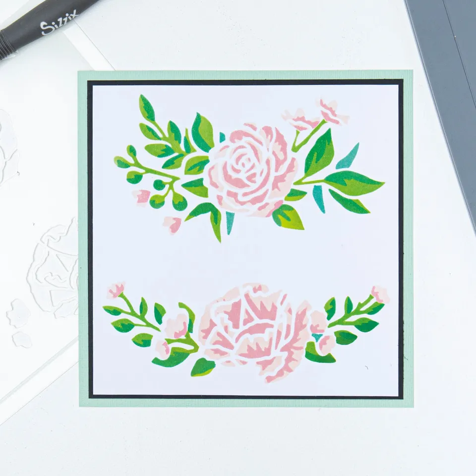 sizzix-layered-stencils-floral-borders-schablonen-4tlg-blumen image 1