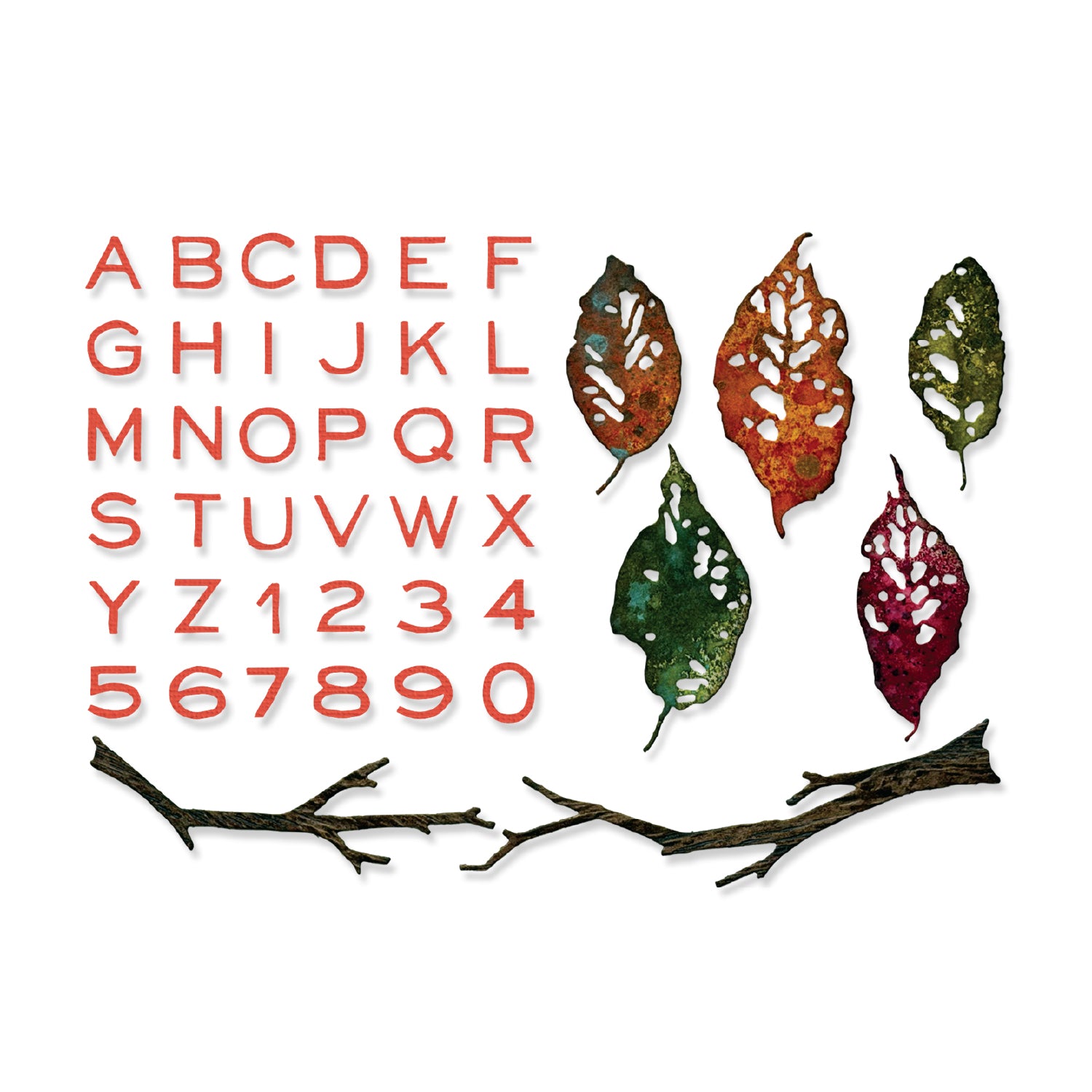 sizzix-thinlits-vault-leaves-sticks-stanzschablonen-43tlg image 1