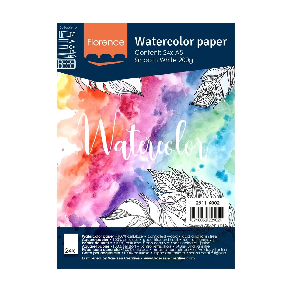 vaessen-creative-florence-aquarellpapier-a5-24-blatt-200-g-glatt image 1