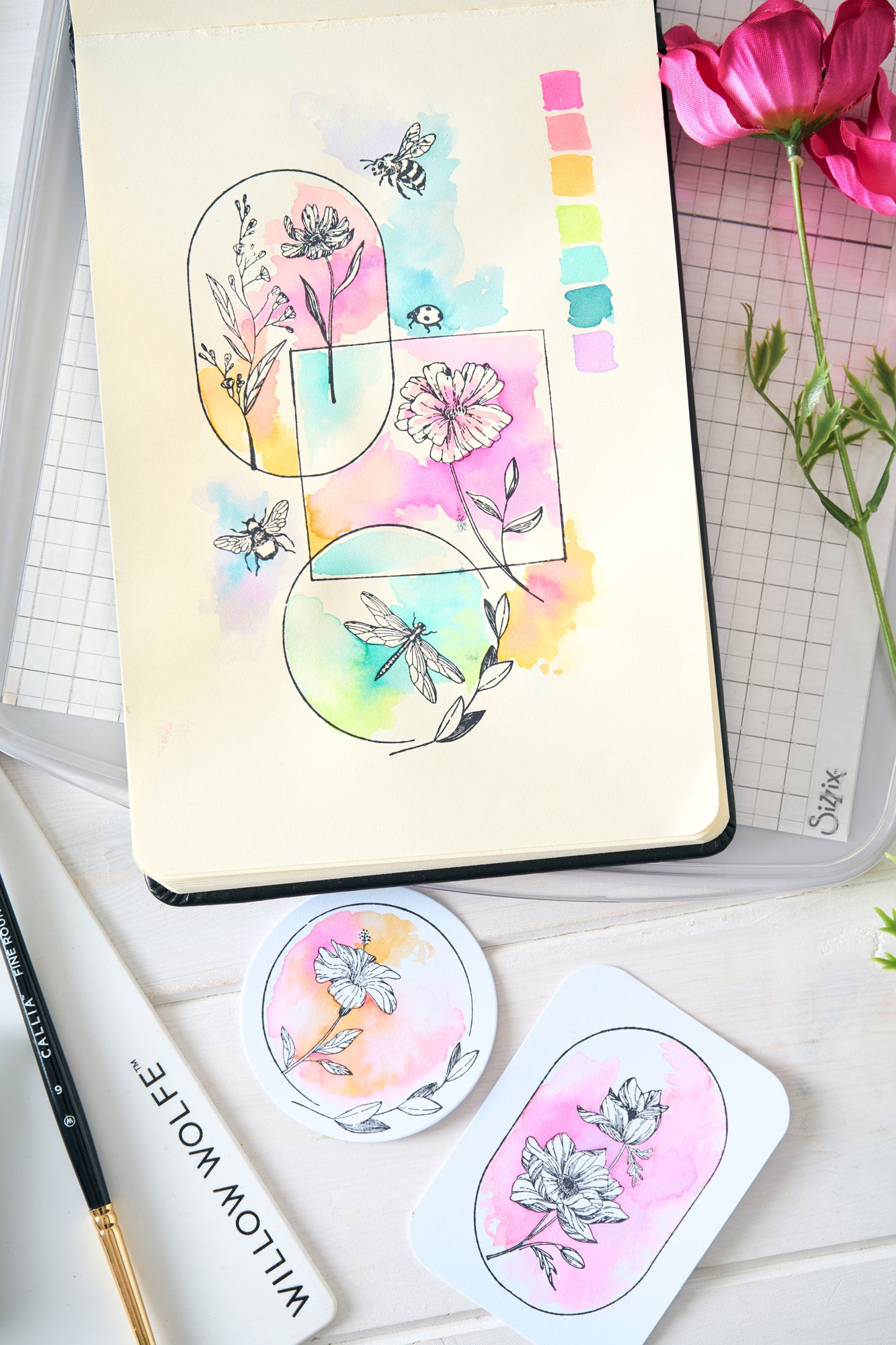 sizzix-studio-floral-frames-mini-flowers-stempel-18tlg-rahmen image 2
