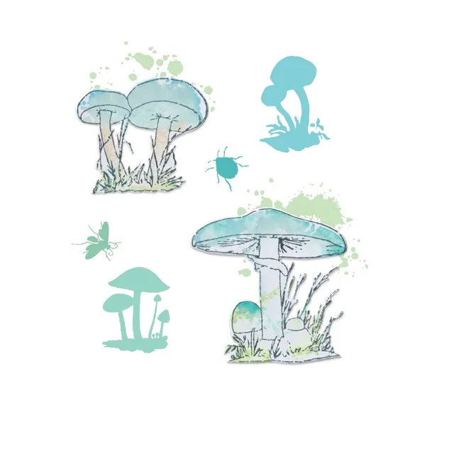 sizzix-framelits-painted-pencil-mushrooms-pilz-stempel-set image 1