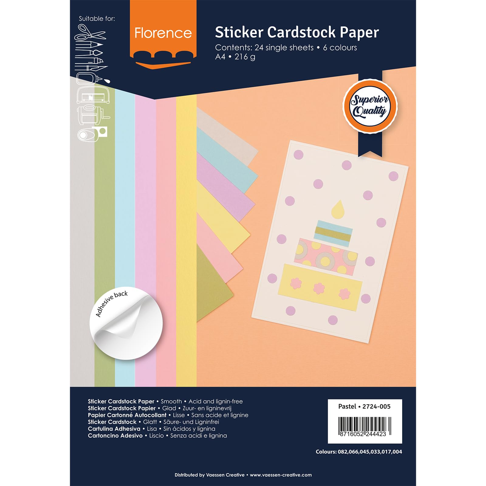 vaessen-florence-cardstock-selbstklebend-a4-pastell-24-st-ck-216-g image 6