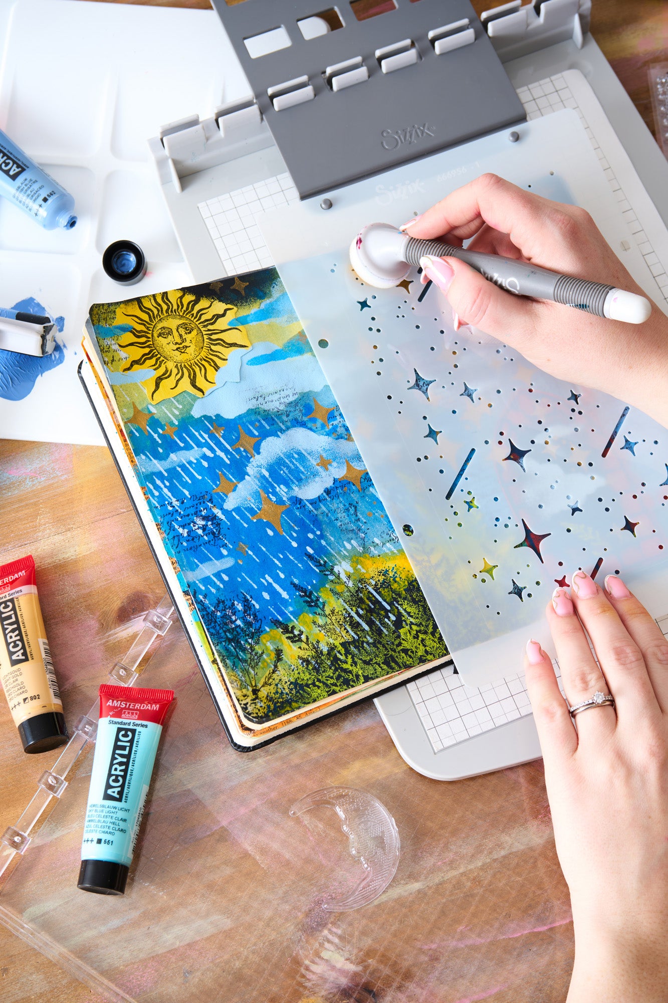 sizzix-studio-weather-wonder-stempelset-schablonen-a5-wetter image 8
