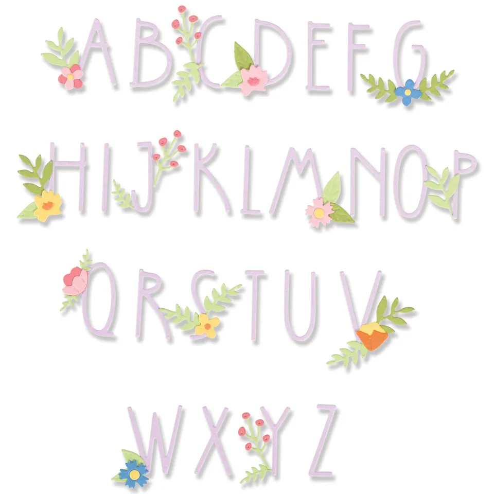 sizzix-thinlits-floral-alphabet-stanzschablonen-66-teilig image 1