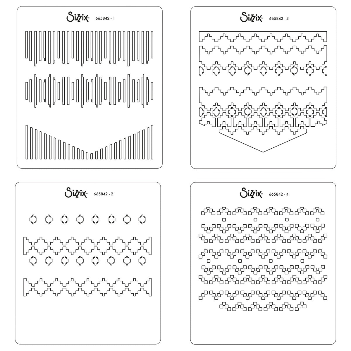 sizzix-layered-stencils-textile-schablonen-4tlg-muster image 3