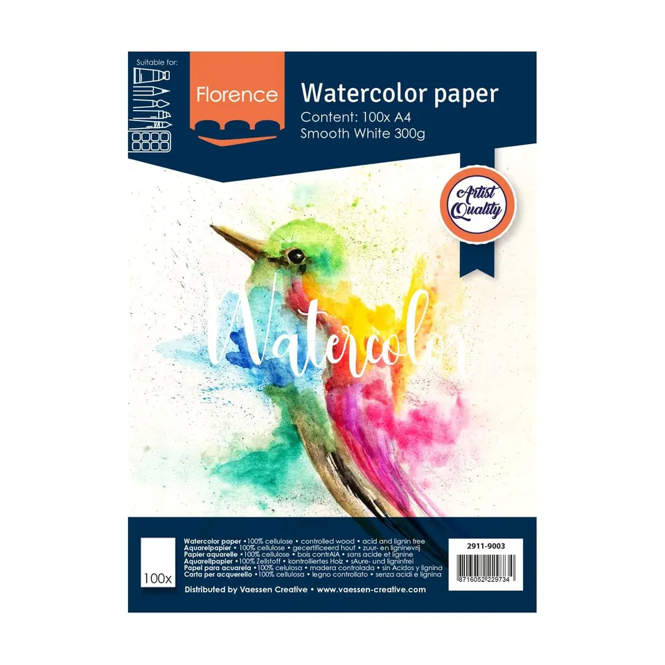 vaessen-florence-aquarellpapier-a4-wei-glatt-300g-20-blatt image 1